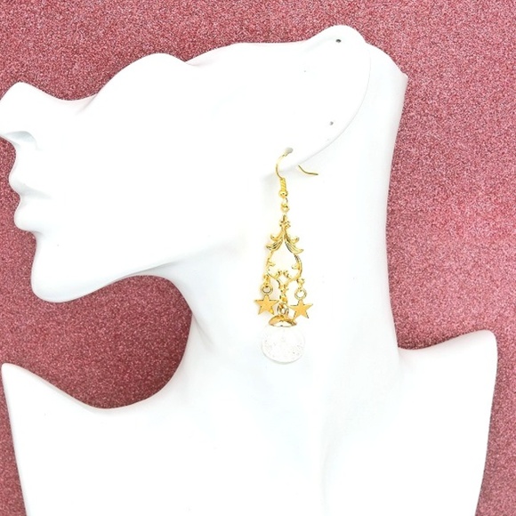Glam Gold Plated Clear Rhinestone Drop Earrings - Picture 3 of 4